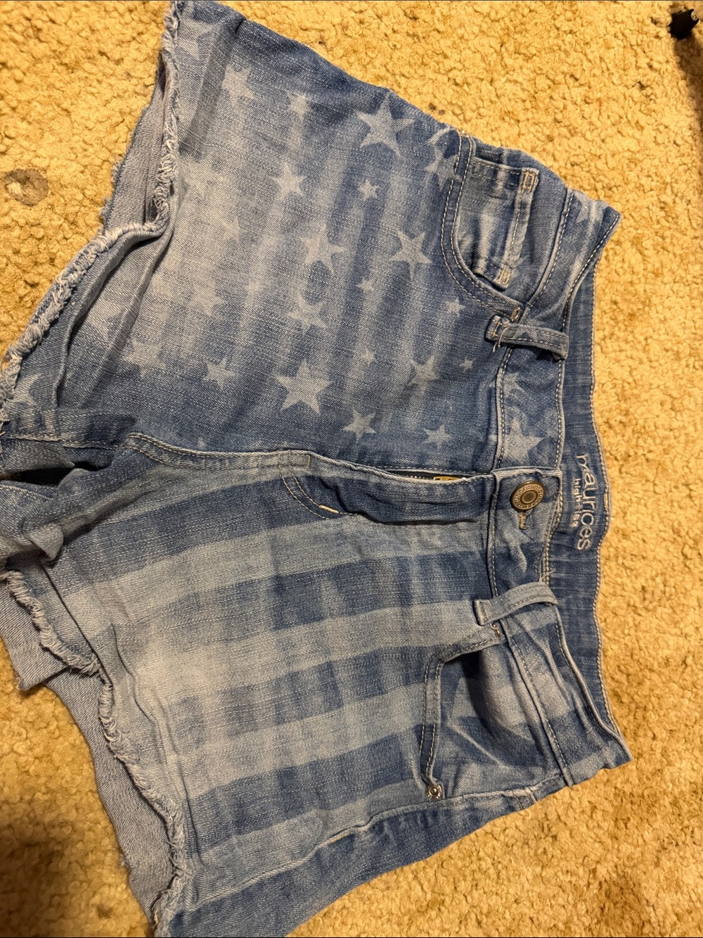Maurices Light Blue Star & Stripe Denim Shorts